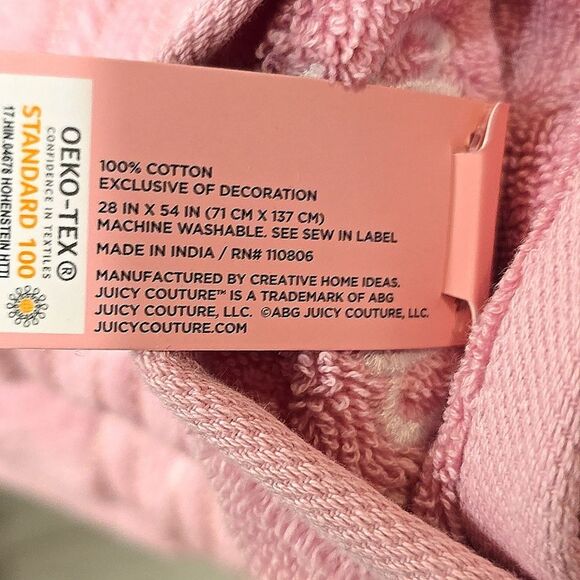 Juicy Couture Home Embroidered Signature Logo Plush Oversized Towel Set - Picture 10 of 10